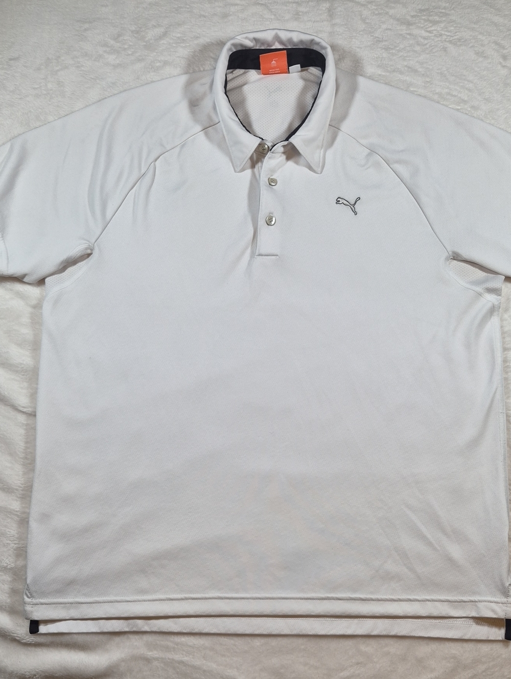 Puma White Men's Short-Sleeve Polo with Subtle Logo